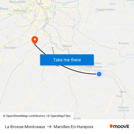 La Brosse-Montceaux to Marolles-En-Hurepoix map