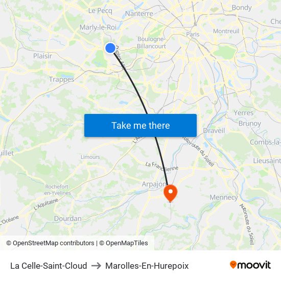 La Celle-Saint-Cloud to Marolles-En-Hurepoix map