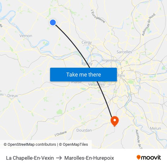 La Chapelle-En-Vexin to Marolles-En-Hurepoix map