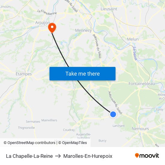 La Chapelle-La-Reine to Marolles-En-Hurepoix map