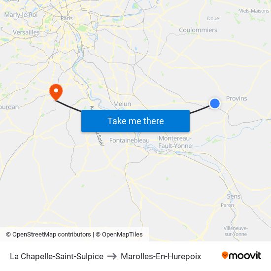La Chapelle-Saint-Sulpice to Marolles-En-Hurepoix map