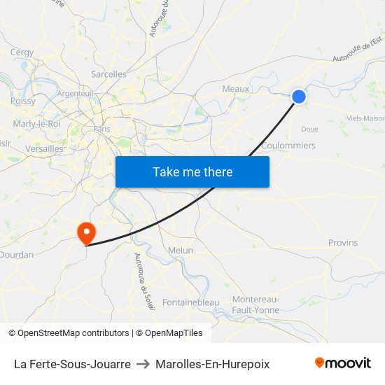 La Ferte-Sous-Jouarre to Marolles-En-Hurepoix map