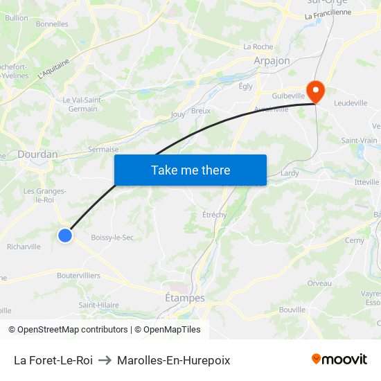 La Foret-Le-Roi to Marolles-En-Hurepoix map