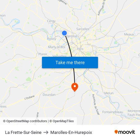 La Frette-Sur-Seine to Marolles-En-Hurepoix map