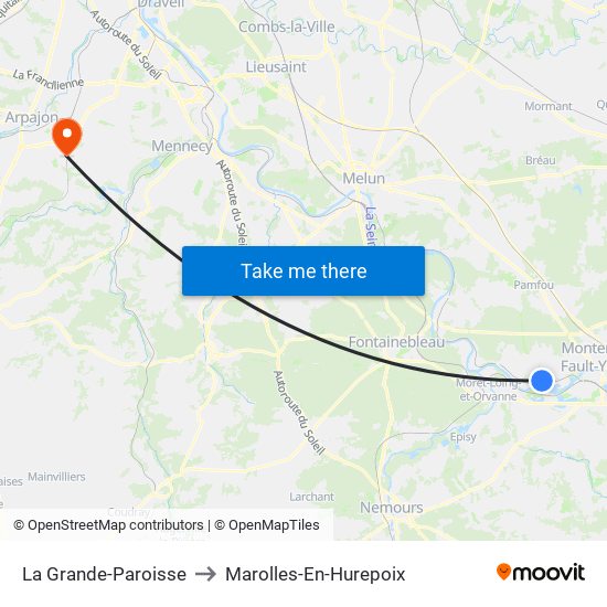 La Grande-Paroisse to Marolles-En-Hurepoix map