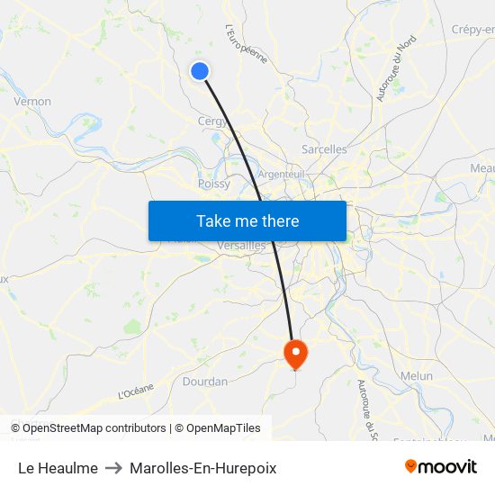 Le Heaulme to Marolles-En-Hurepoix map