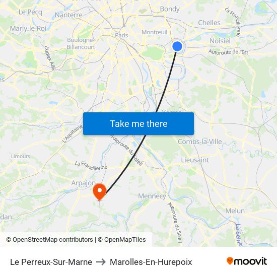 Le Perreux-Sur-Marne to Marolles-En-Hurepoix map