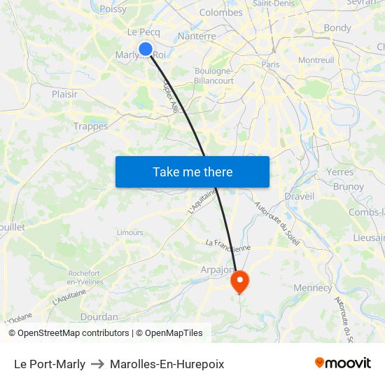 Le Port-Marly to Marolles-En-Hurepoix map