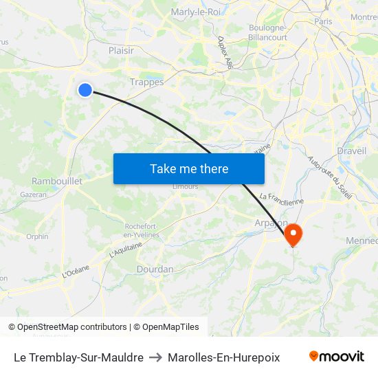 Le Tremblay-Sur-Mauldre to Marolles-En-Hurepoix map