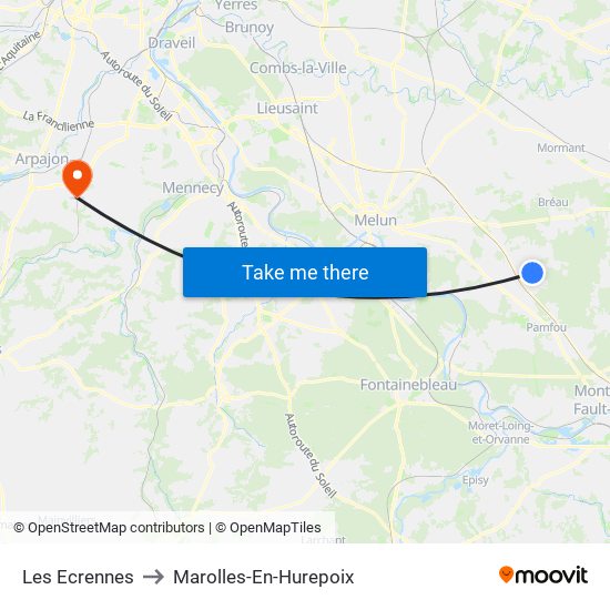 Les Ecrennes to Marolles-En-Hurepoix map