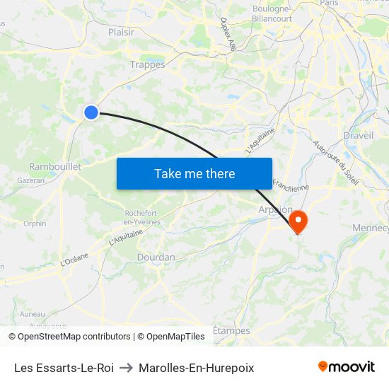 Les Essarts-Le-Roi to Marolles-En-Hurepoix map
