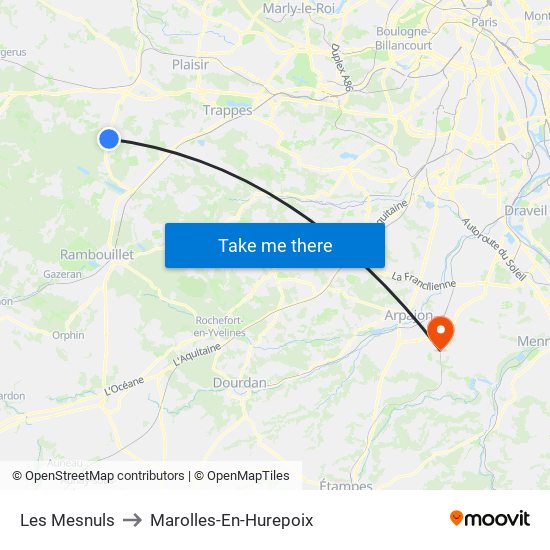Les Mesnuls to Marolles-En-Hurepoix map