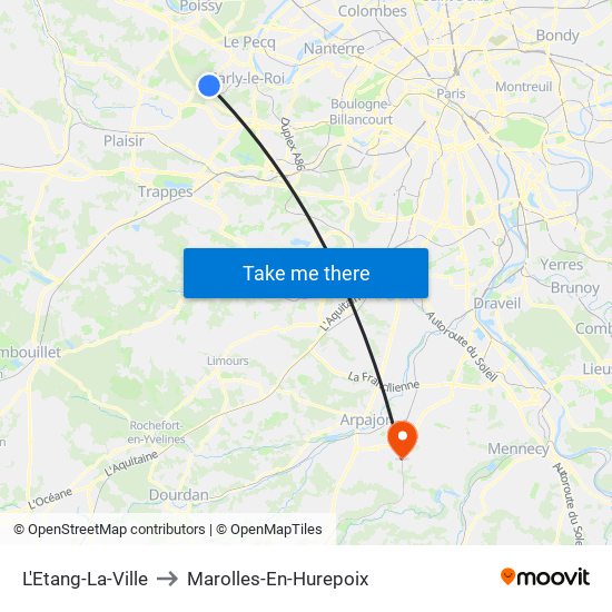 L'Etang-La-Ville to Marolles-En-Hurepoix map