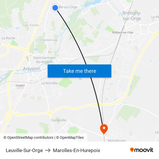 Leuville-Sur-Orge to Marolles-En-Hurepoix map