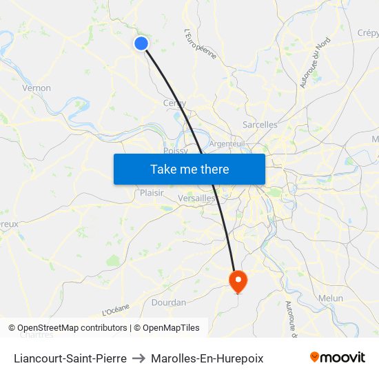 Liancourt-Saint-Pierre to Marolles-En-Hurepoix map