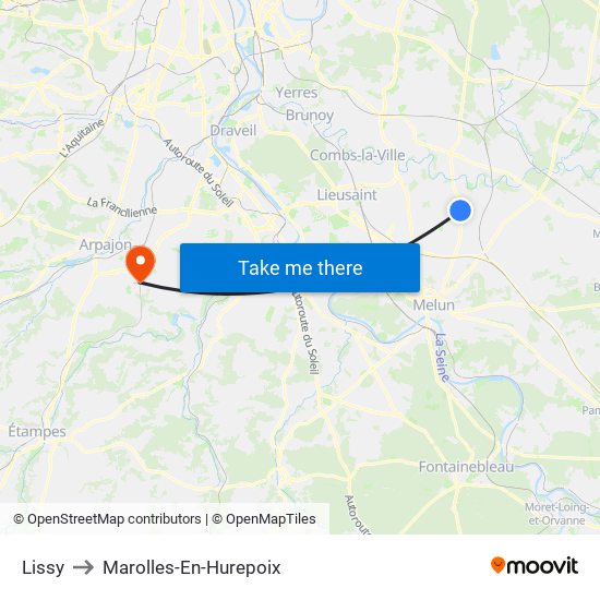 Lissy to Marolles-En-Hurepoix map
