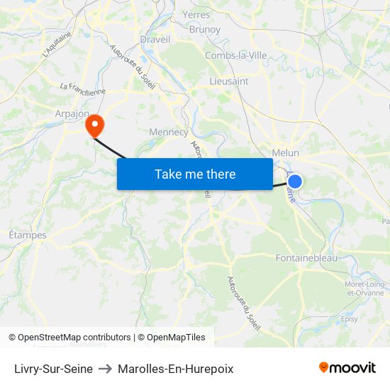 Livry-Sur-Seine to Marolles-En-Hurepoix map