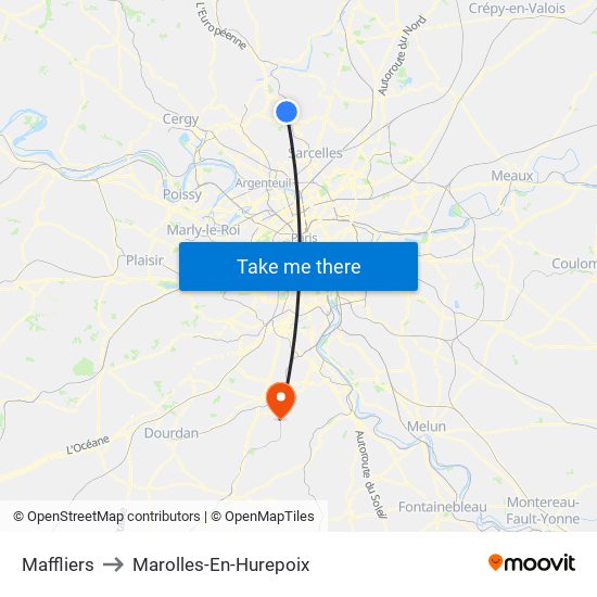 Maffliers to Marolles-En-Hurepoix map