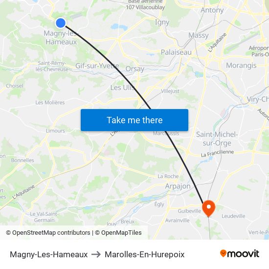 Magny-Les-Hameaux to Marolles-En-Hurepoix map