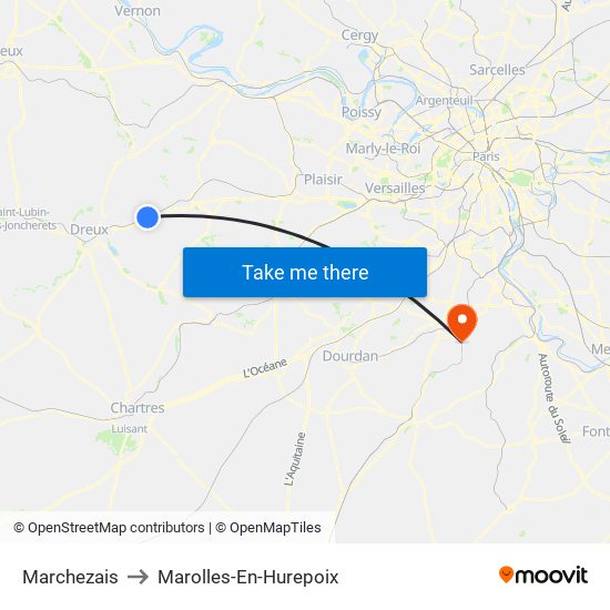 Marchezais to Marolles-En-Hurepoix map