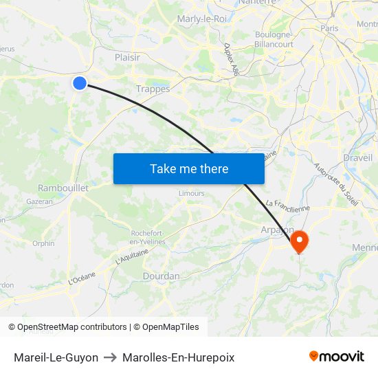 Mareil-Le-Guyon to Marolles-En-Hurepoix map