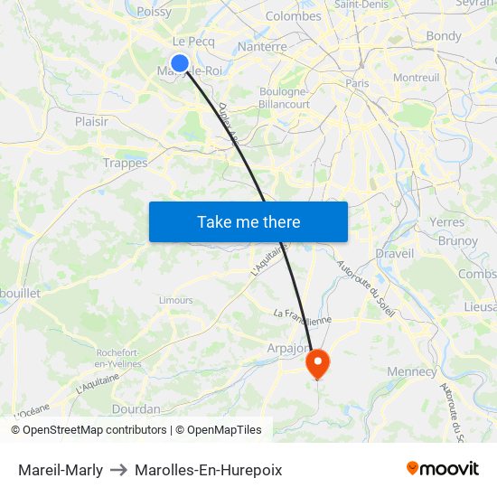 Mareil-Marly to Marolles-En-Hurepoix map