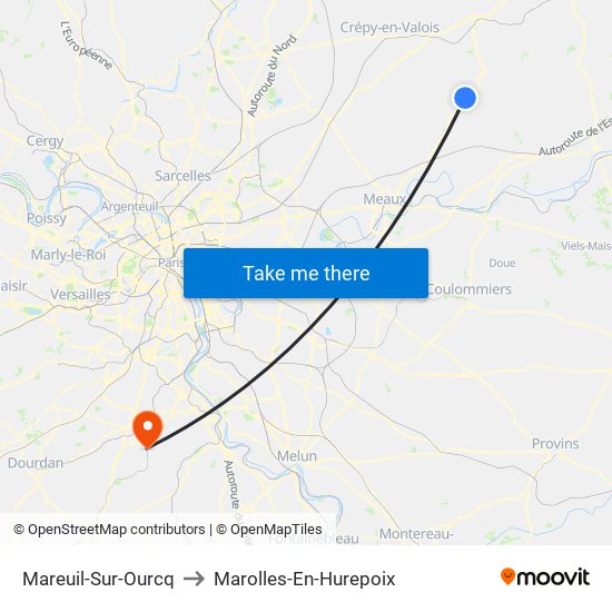 Mareuil-Sur-Ourcq to Marolles-En-Hurepoix map