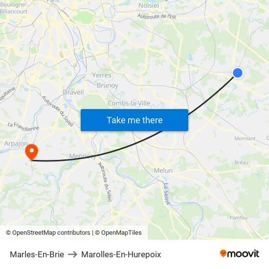 Marles-En-Brie to Marolles-En-Hurepoix map