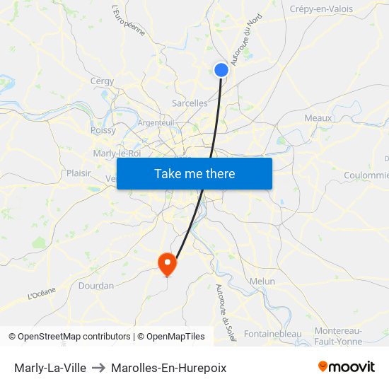 Marly-La-Ville to Marolles-En-Hurepoix map