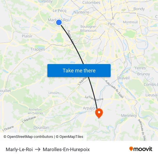 Marly-Le-Roi to Marolles-En-Hurepoix map