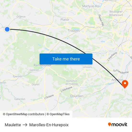 Maulette to Marolles-En-Hurepoix map