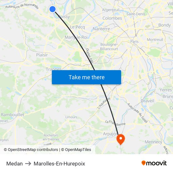 Medan to Marolles-En-Hurepoix map