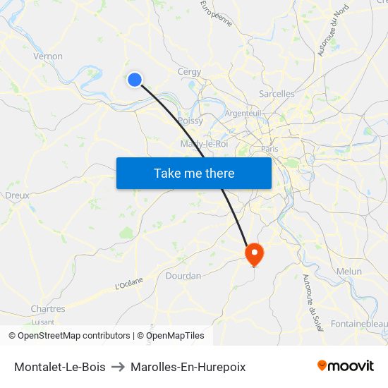 Montalet-Le-Bois to Marolles-En-Hurepoix map