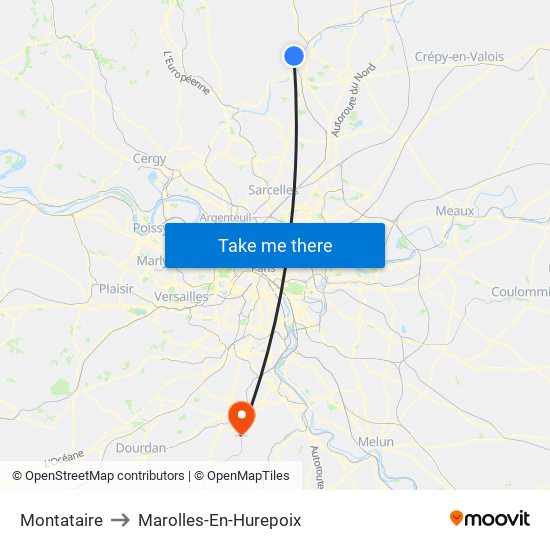 Montataire to Marolles-En-Hurepoix map