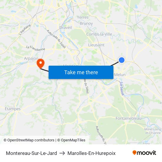 Montereau-Sur-Le-Jard to Marolles-En-Hurepoix map