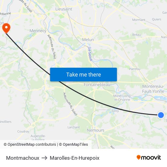 Montmachoux to Marolles-En-Hurepoix map