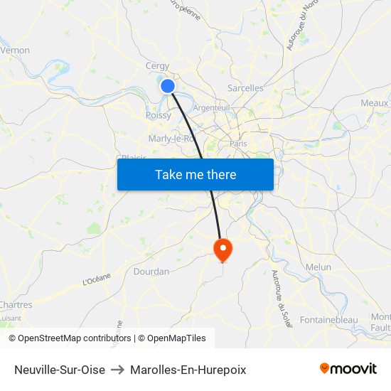 Neuville-Sur-Oise to Marolles-En-Hurepoix map