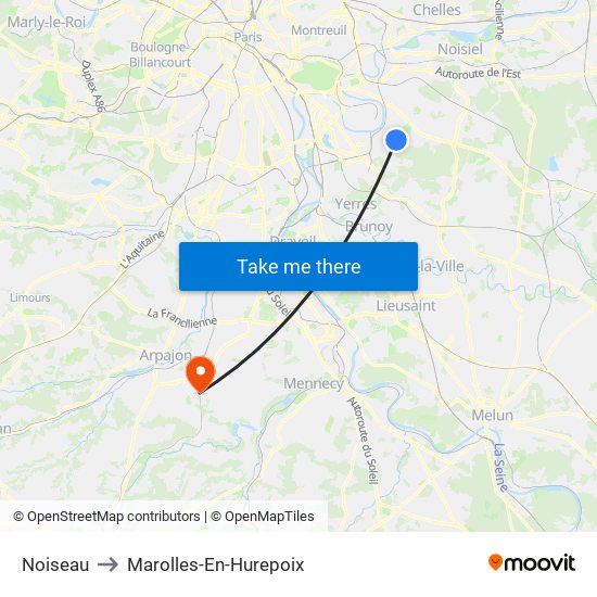 Noiseau to Marolles-En-Hurepoix map