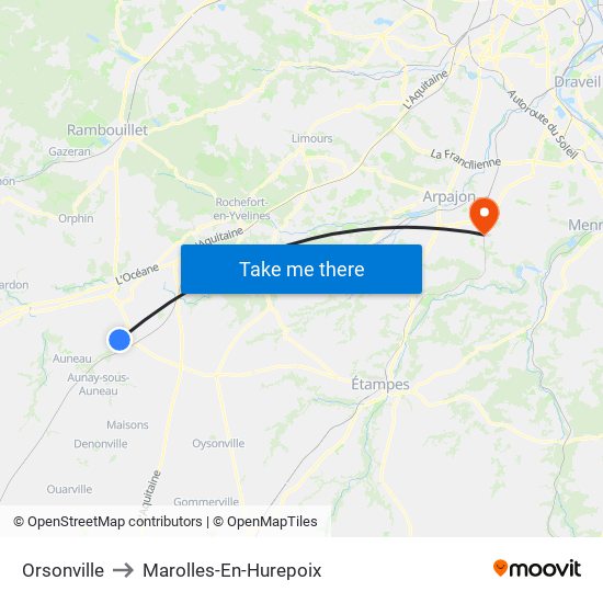 Orsonville to Marolles-En-Hurepoix map