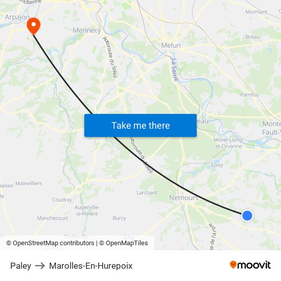 Paley to Marolles-En-Hurepoix map