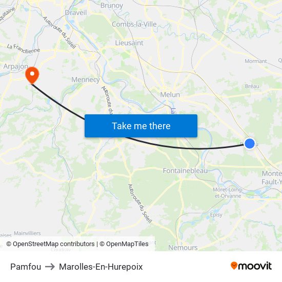 Pamfou to Marolles-En-Hurepoix map