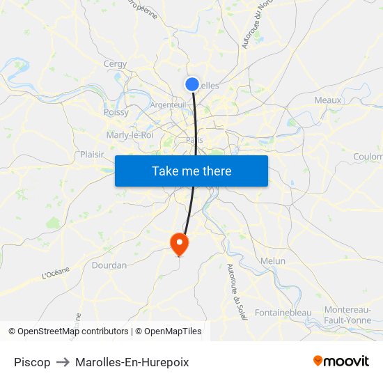 Piscop to Marolles-En-Hurepoix map