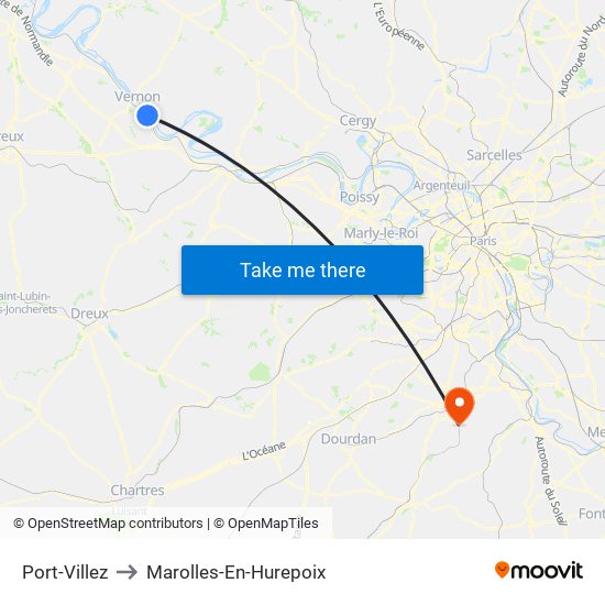 Port-Villez to Marolles-En-Hurepoix map