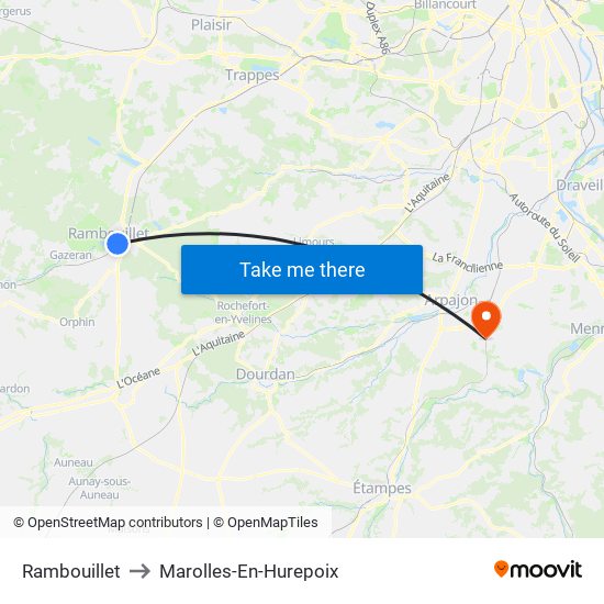 Rambouillet to Marolles-En-Hurepoix map