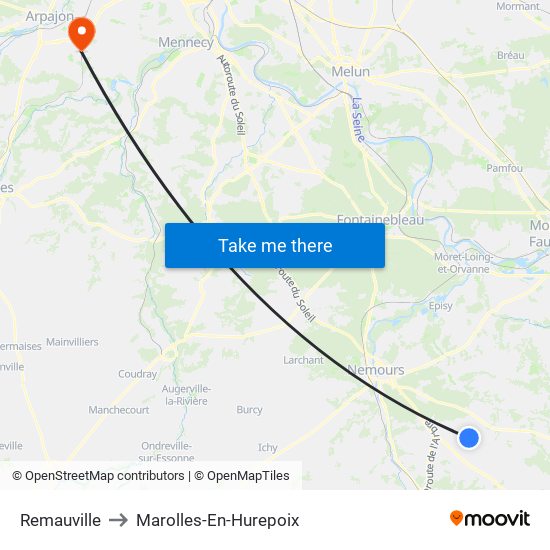 Remauville to Marolles-En-Hurepoix map