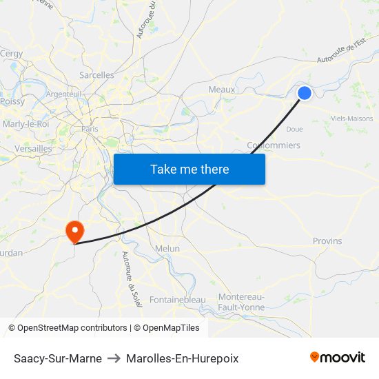 Saacy-Sur-Marne to Marolles-En-Hurepoix map