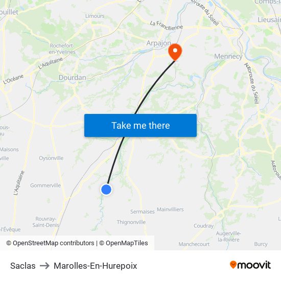 Saclas to Marolles-En-Hurepoix map