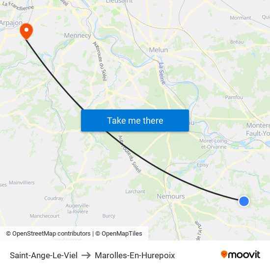 Saint-Ange-Le-Viel to Marolles-En-Hurepoix map