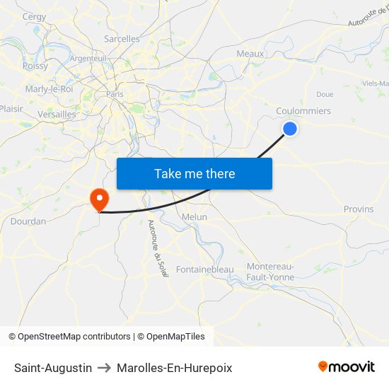 Saint-Augustin to Marolles-En-Hurepoix map