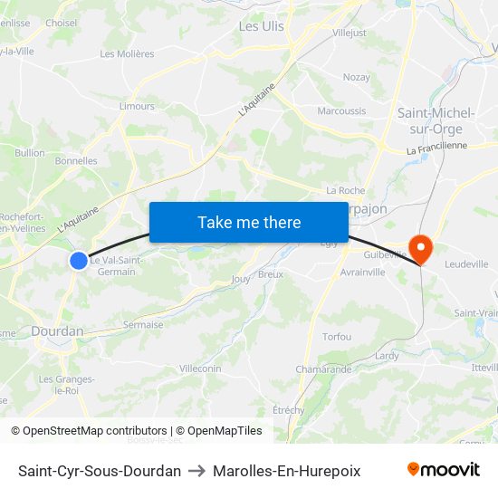 Saint-Cyr-Sous-Dourdan to Marolles-En-Hurepoix map